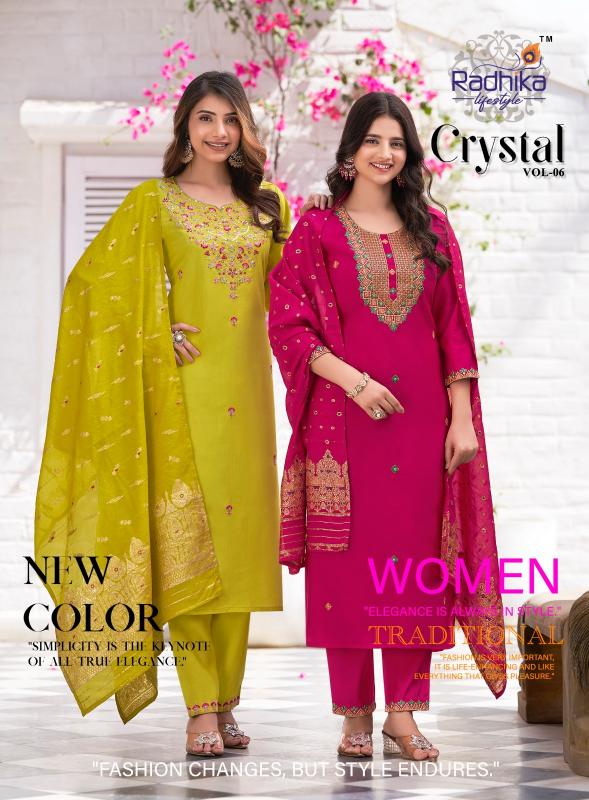 Radhika Lifestyle Crystal Vol 6 catalog latest kurti design 2025 in india