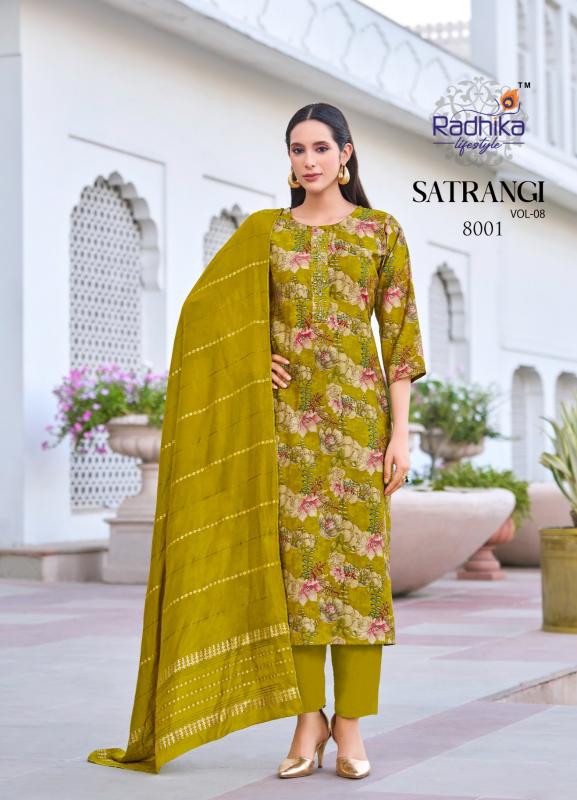 Radhika Lifestyle Satrangi vol 8 catalog synthetic kurtis online india