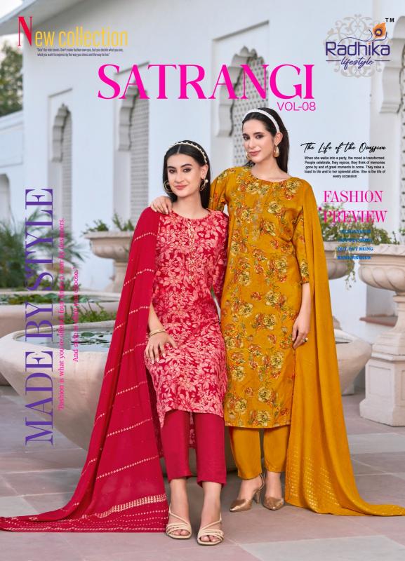 Radhika Lifestyle Satrangi vol 8 catalog synthetic kurtis online india