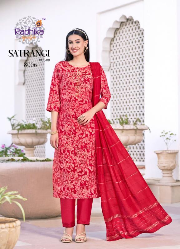 Radhika Lifestyle Satrangi vol 8 catalog synthetic kurtis online india