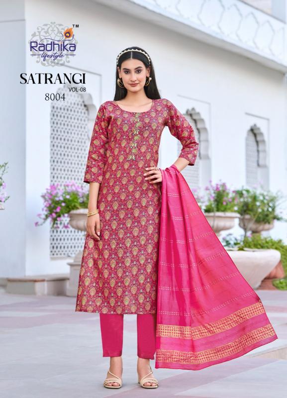 Radhika Lifestyle Satrangi vol 8 catalog synthetic kurtis online india