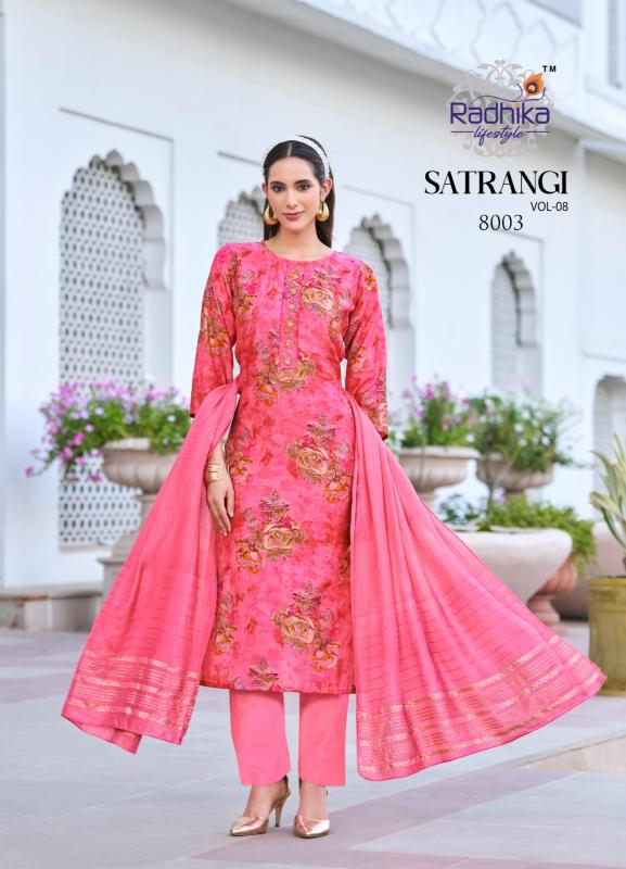 Radhika Lifestyle Satrangi vol 8 catalog synthetic kurtis online india
