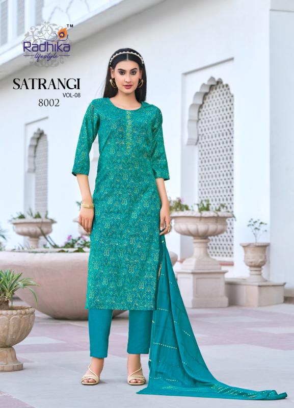 Radhika Lifestyle Satrangi vol 8 catalog synthetic kurtis online india