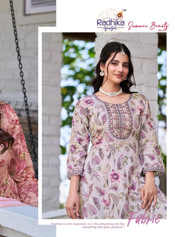 Radhika Lifestyle Summer Beauty Vol 3 catalog new fashion kurtis in india