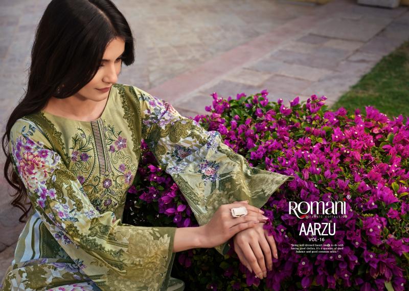 Romani Aarzu Vol 16 Catalog cotton dress materials wholesale in surat 