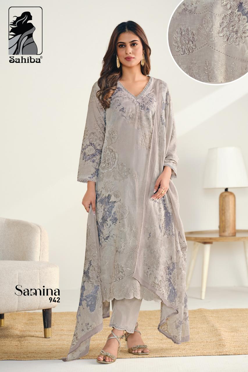 Sahiba Samina catalog wholesale banarsi salwar kameez