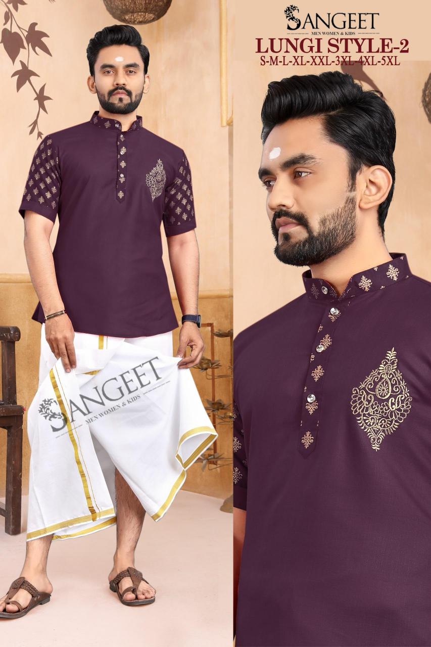 Sangeet Lungi Style Vol 2 Catalog Rayon Gold Printed Mens Shirts