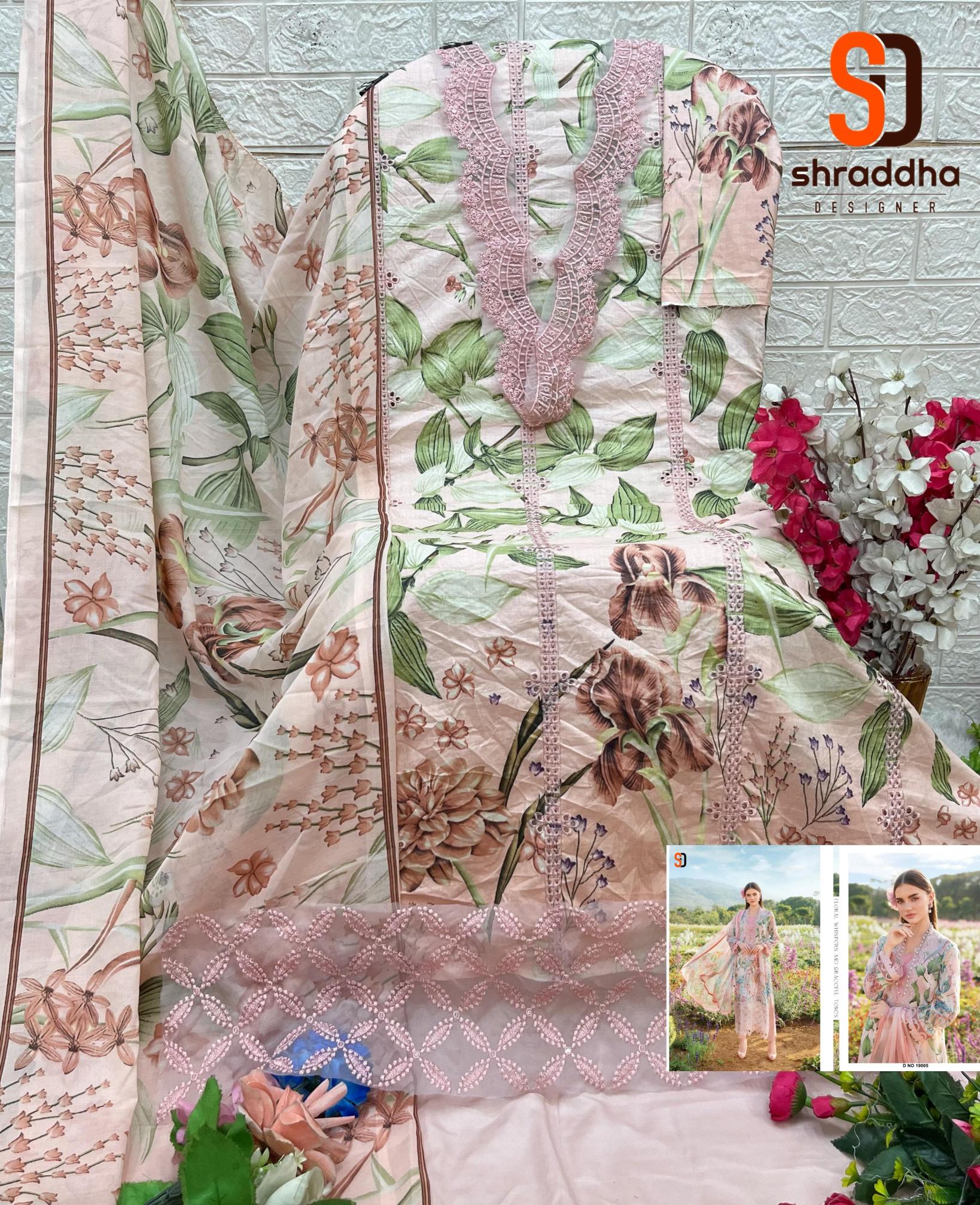 Shraddha Maria B Chikankari Vol 19 catalog Cotton Dupatta online pakistani plazzo suits