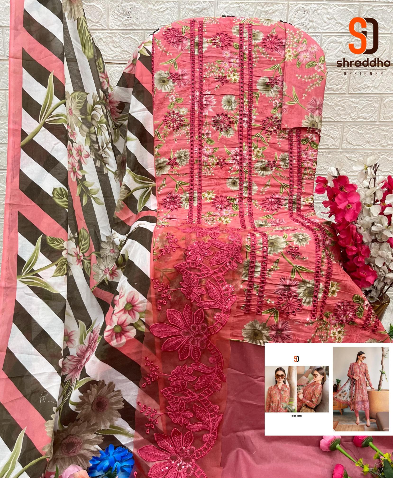 Shraddha Maria B Chikankari Vol 19 catalog Cotton Dupatta online pakistani plazzo suits
