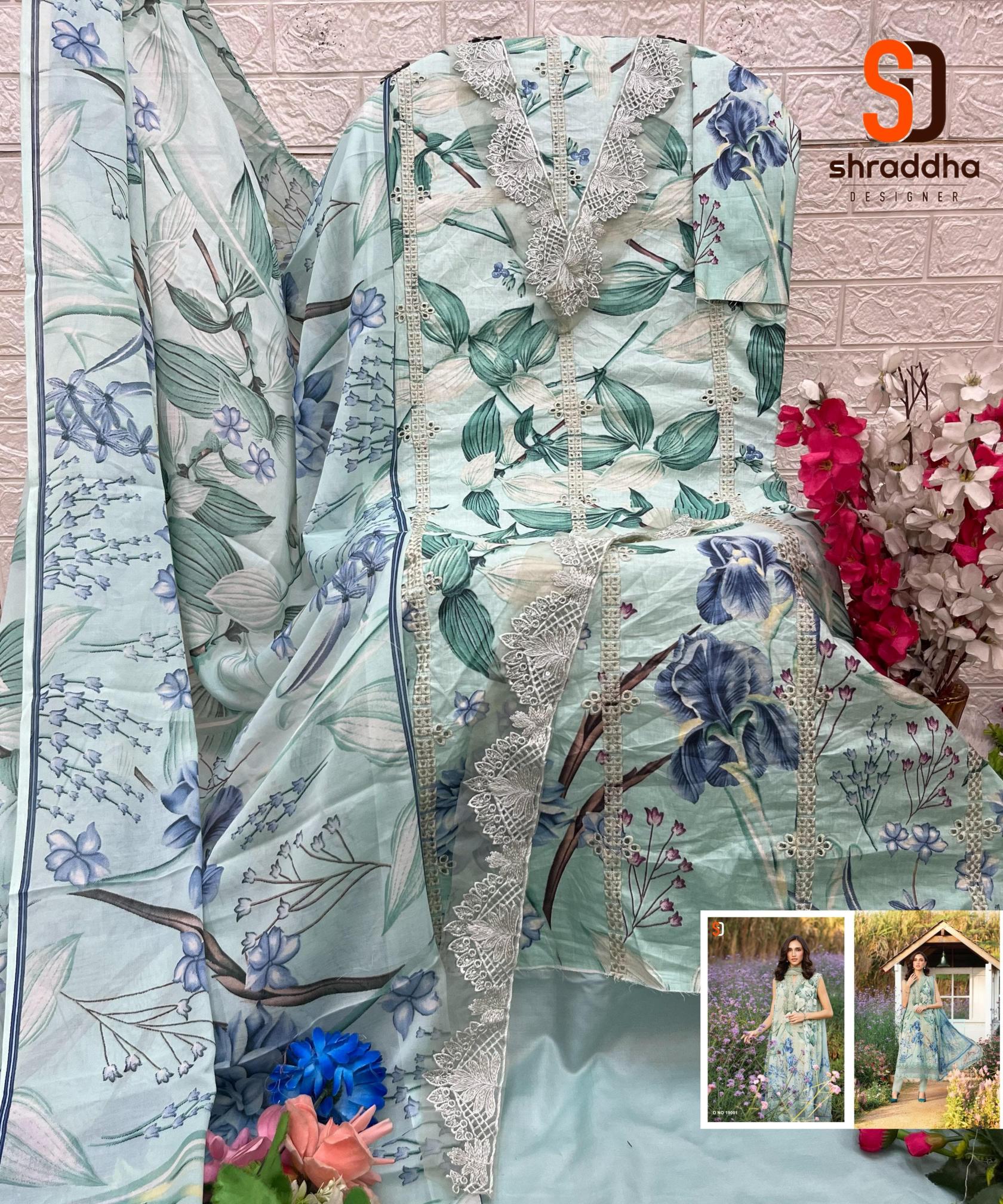 Shraddha Maria B Chikankari Vol 19 catalog Cotton Dupatta online pakistani plazzo suits