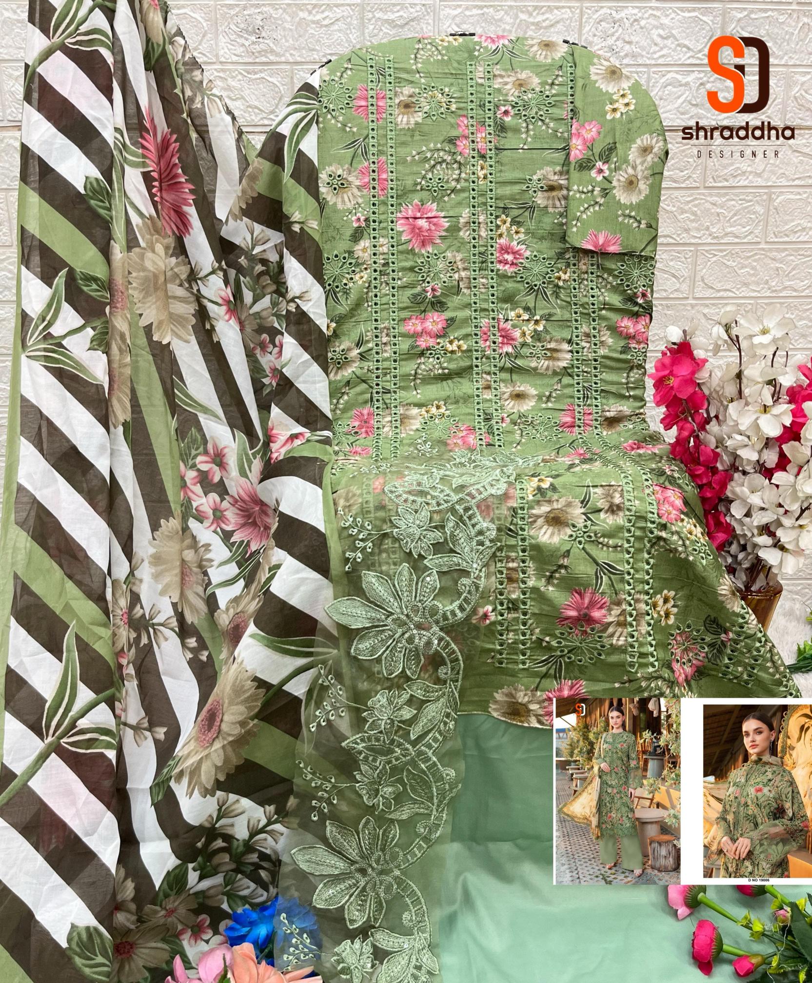 Shraddha Maria B Chikankari Vol 19 catalog Cotton Dupatta online pakistani plazzo suits