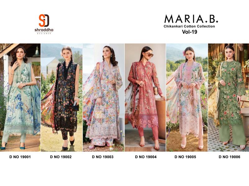 Shraddha Maria B Chikankari Vol 19 catalog Cotton Dupatta online pakistani plazzo suits