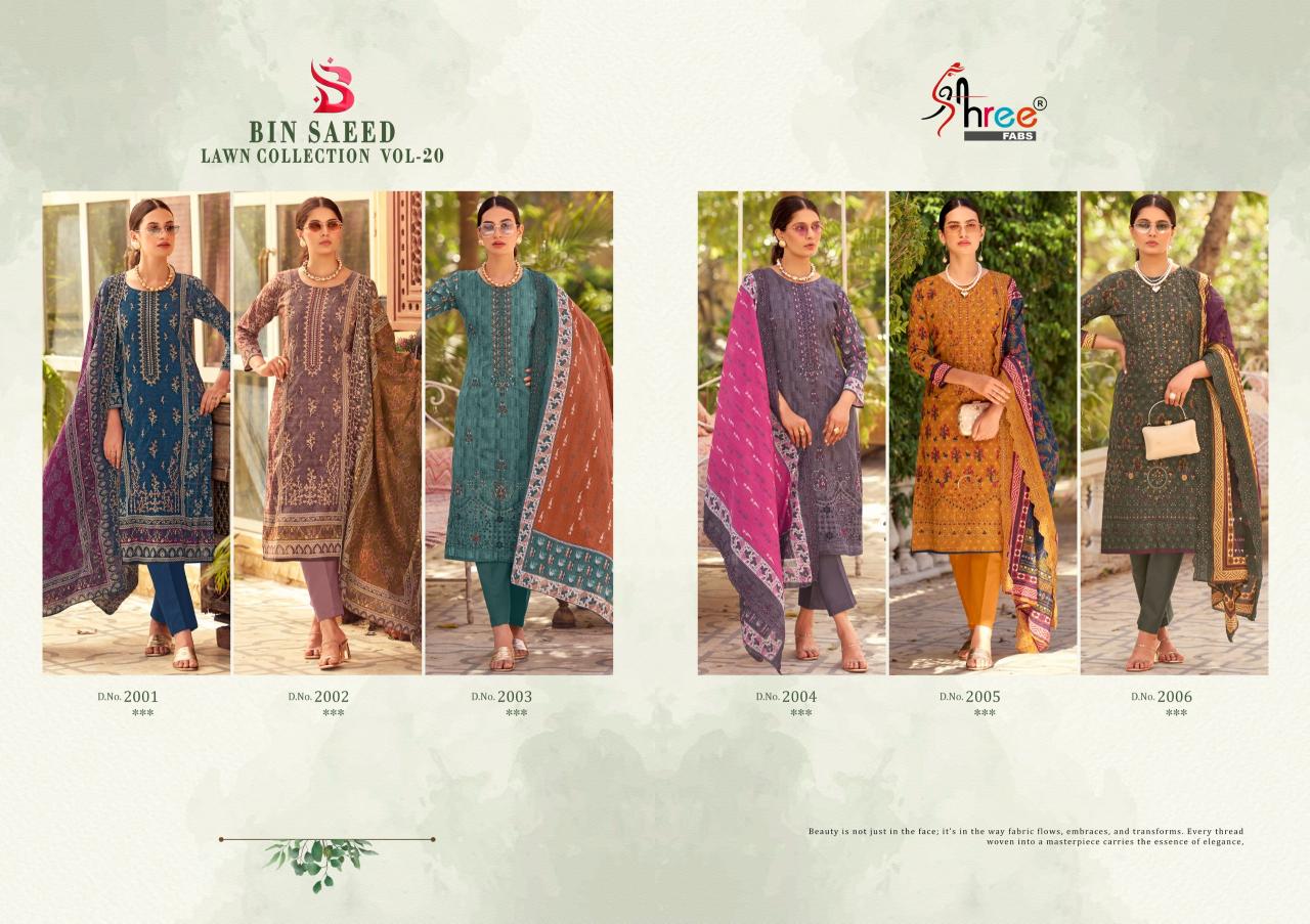 Shree Fabs Bin Saeed Lawn Collection Vol 20 catalog best pakistani ladies suit online