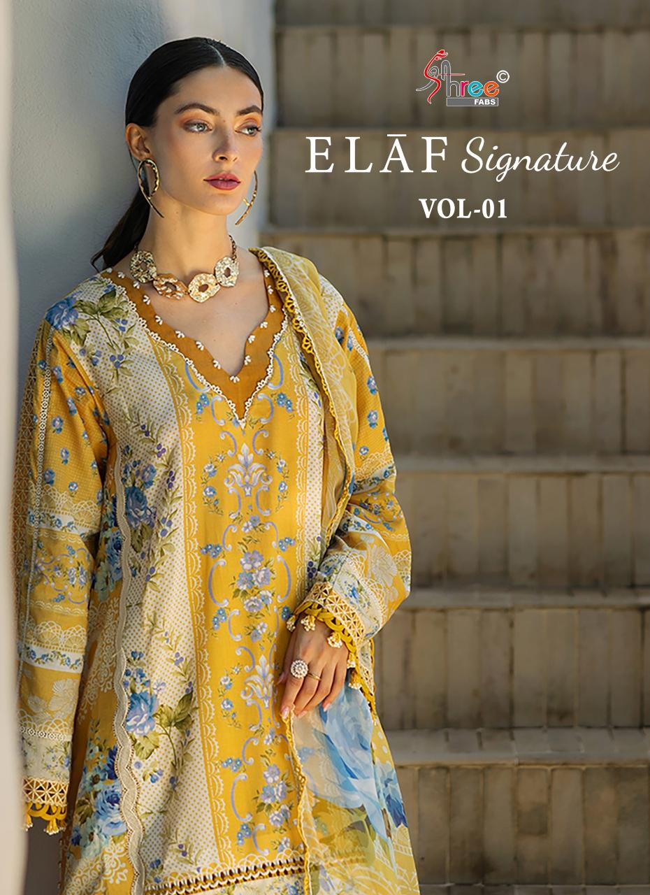 Shree Fabs Elaf Signature Vol 1 catalog Chiffon Duppatta pakistani designer suits india