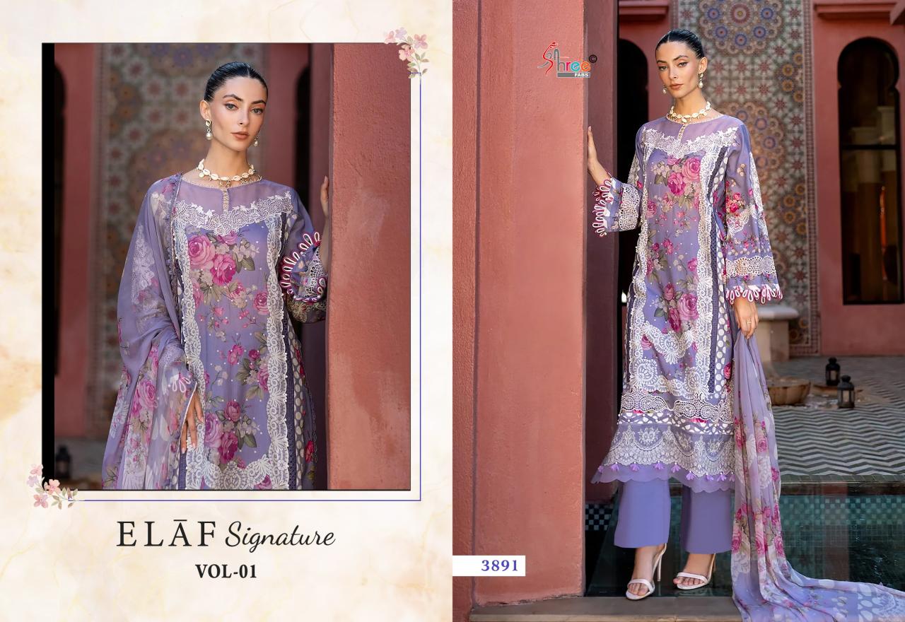 Shree Fabs Elaf Signature Vol 1 catalog Chiffon Duppatta pakistani designer suits india