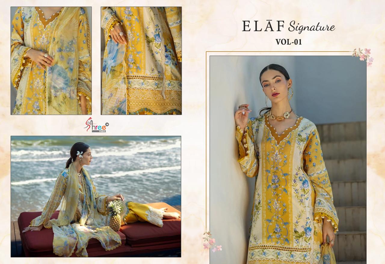 Shree Fabs Elaf Signature Vol 1 catalog Chiffon Duppatta pakistani designer suits india