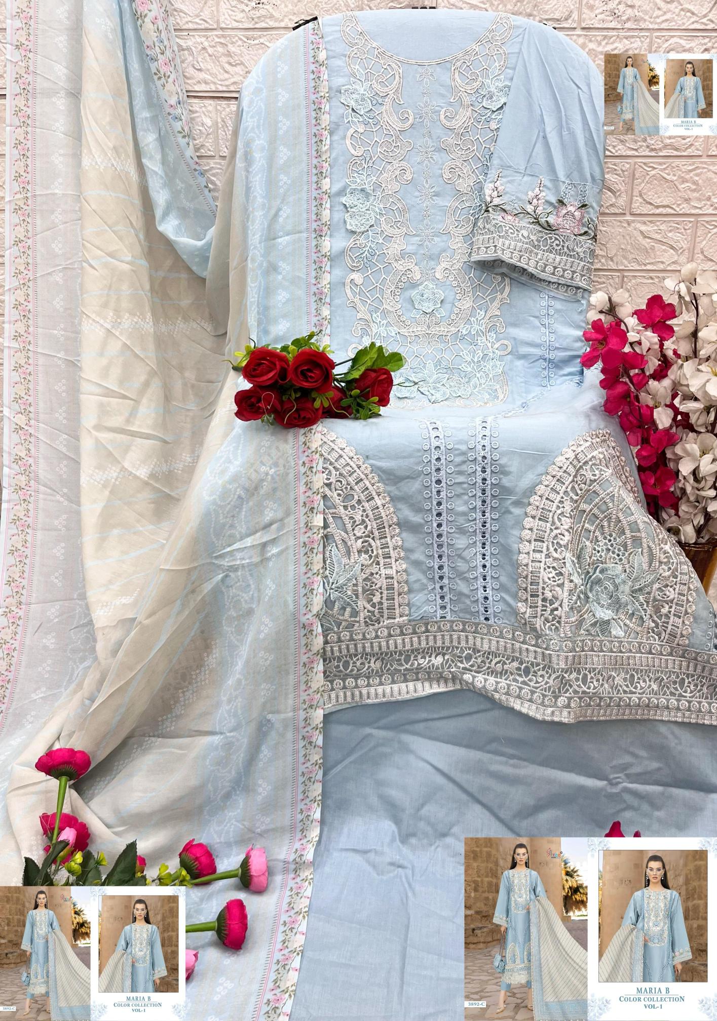 Shree Fabs Maria B Color Collection Vol 1 catalog Chiffon Dupatta female suits fabric online pakistani
