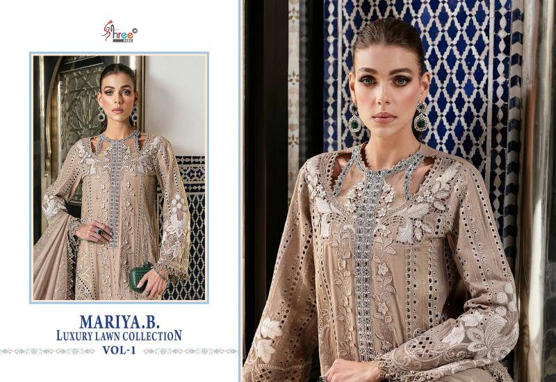 Shree Fabs Mariya B Luxury Lawn Collection Vol 1 catalog Chiffon Dupatta latest pakistani sharara suits