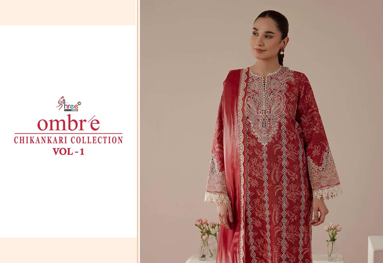 Shree Fabs Ombre Chikankari Lawn Collection Vol 1 catalog Chiffon Duppatta chennai salwar kameez wholesaler