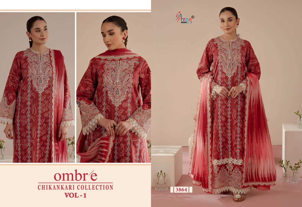 Shree Fabs Ombre Chikankari Lawn Collection Vol 1 catalog Chiffon Duppatta chennai salwar kameez wholesaler