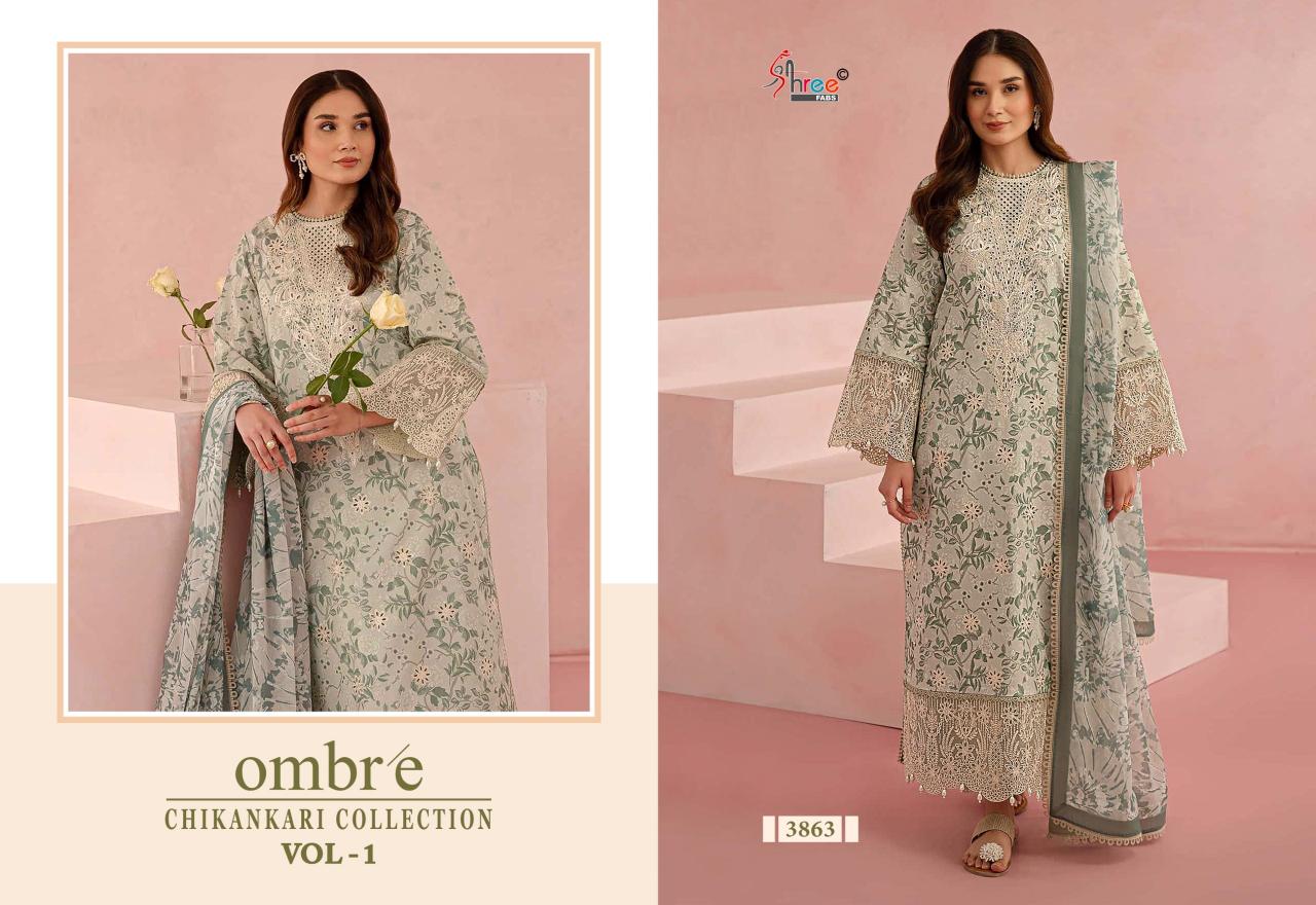 Shree Fabs Ombre Chikankari Lawn Collection Vol 1 catalog Chiffon Duppatta chennai salwar kameez wholesaler