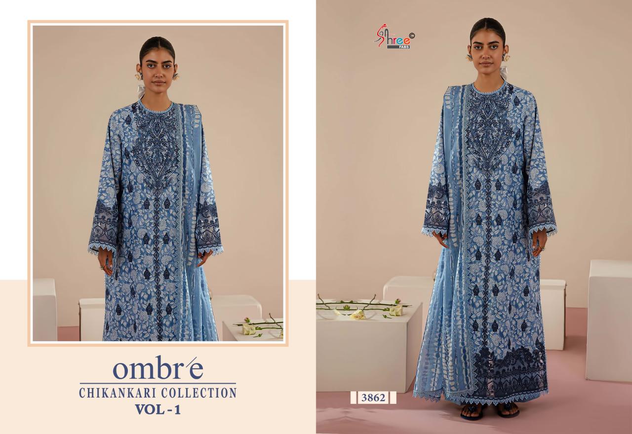 Shree Fabs Ombre Chikankari Lawn Collection Vol 1 catalog Chiffon Duppatta chennai salwar kameez wholesaler