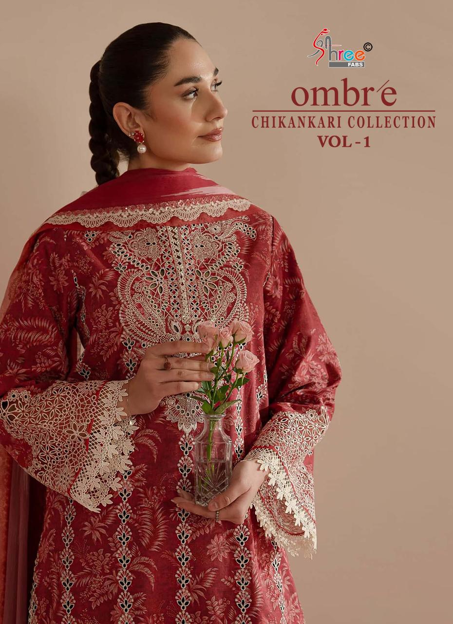 Shree Fabs Ombre Chikankari Lawn Collection Vol 1 catalog Chiffon Duppatta chennai salwar kameez wholesaler