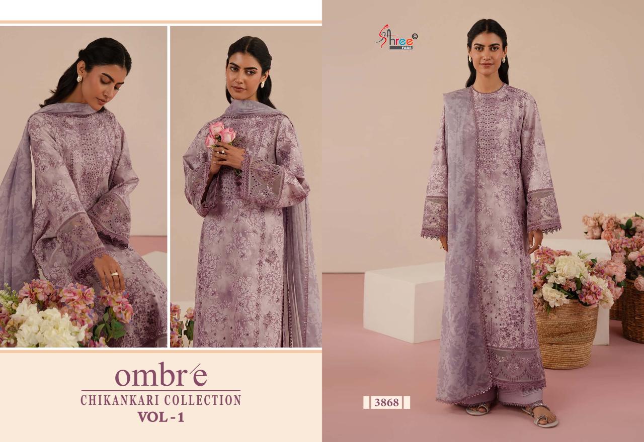Shree Fabs Ombre Chikankari Lawn Collection Vol 1 catalog Chiffon Duppatta chennai salwar kameez wholesaler