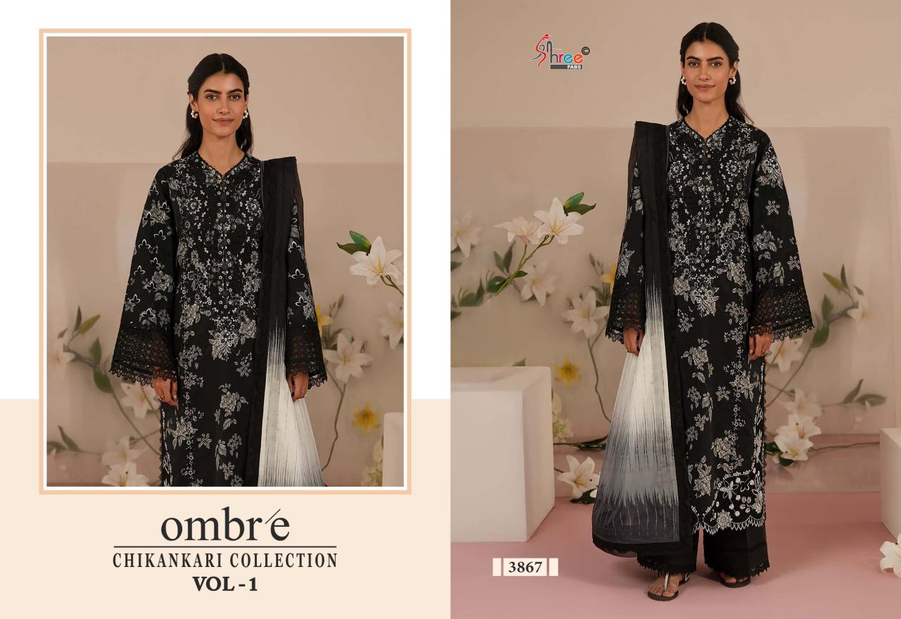 Shree Fabs Ombre Chikankari Lawn Collection Vol 1 catalog Chiffon Duppatta chennai salwar kameez wholesaler