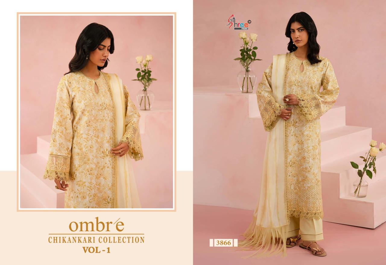 Shree Fabs Ombre Chikankari Lawn Collection Vol 1 catalog Chiffon Duppatta chennai salwar kameez wholesaler