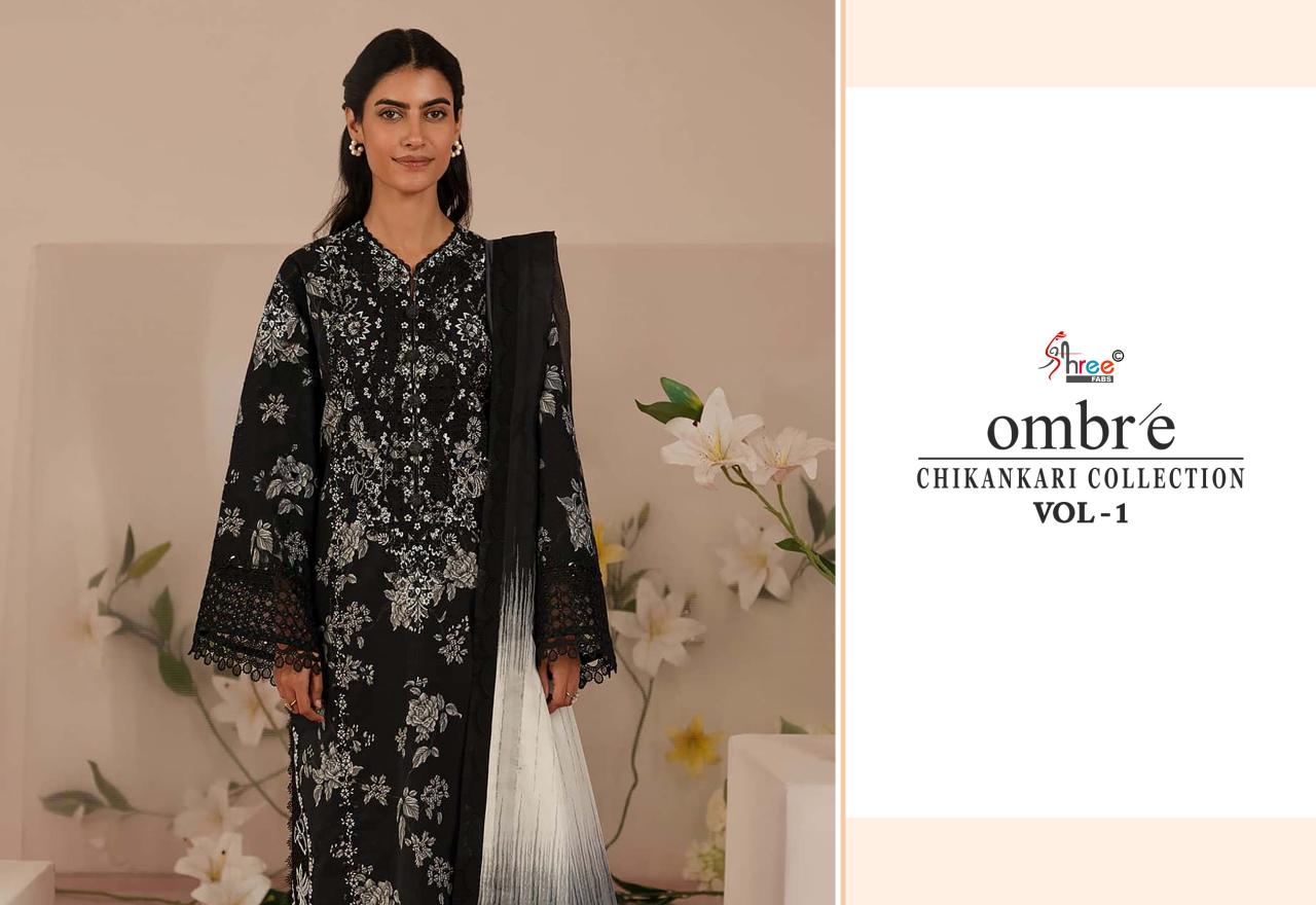 Shree Fabs Ombre Chikankari Lawn Collection Vol 1 catalog Chiffon Duppatta chennai salwar kameez wholesaler
