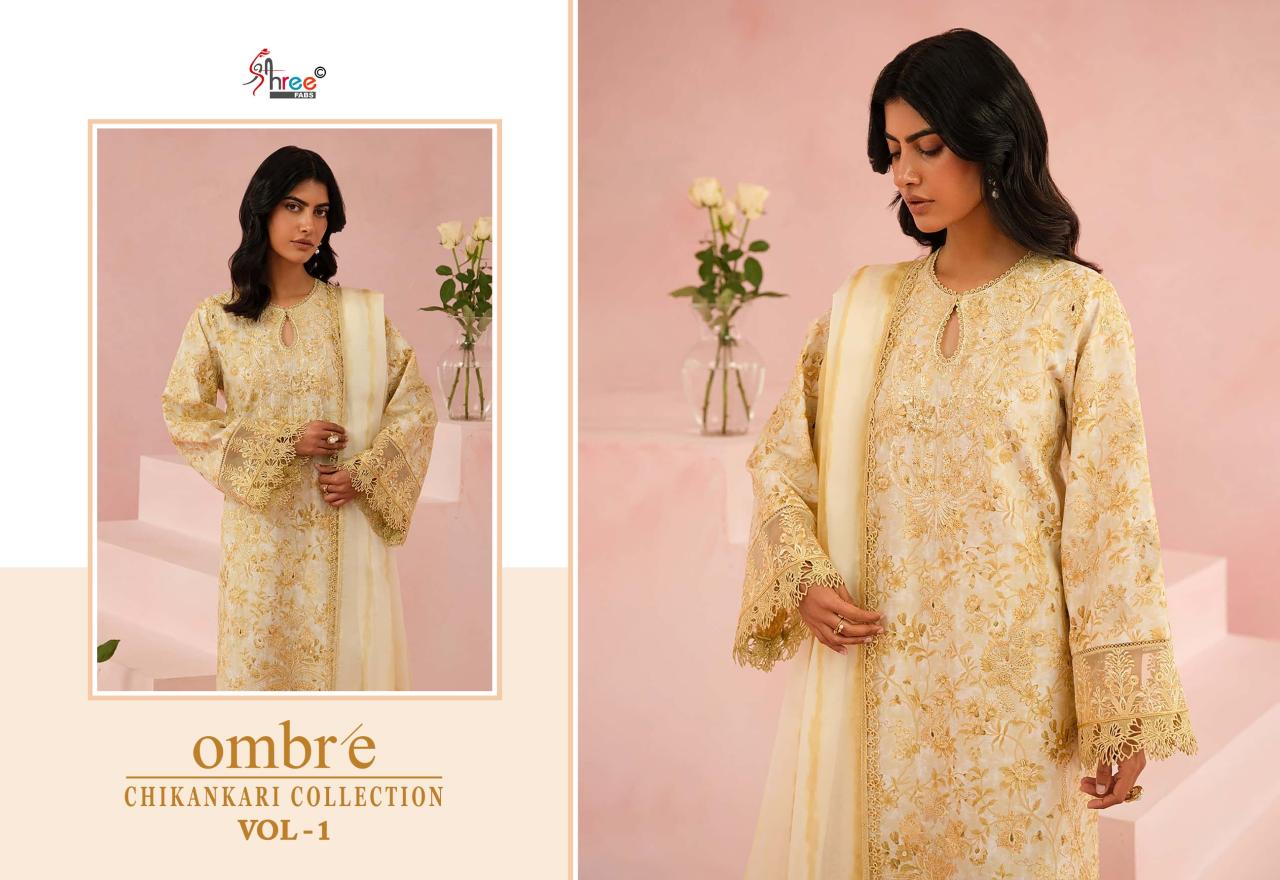 Shree Fabs Ombre Chikankari Lawn Collection Vol 1 catalog Chiffon Duppatta chennai salwar kameez wholesaler