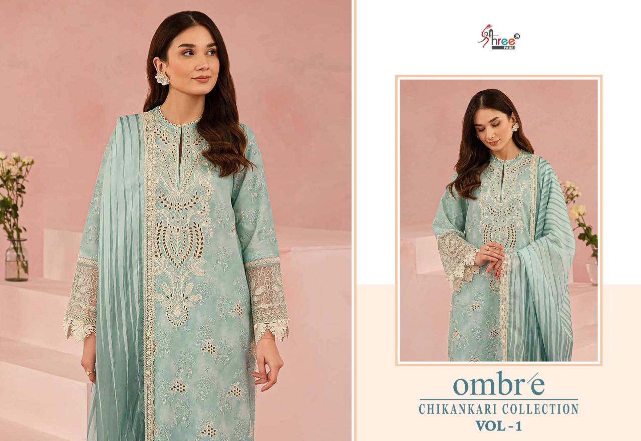 Shree Fabs Ombre Chikankari Lawn Collection Vol 1 catalog Chiffon Duppatta chennai salwar kameez wholesaler