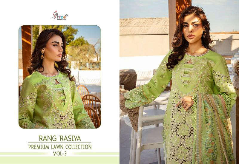 Shree Rang Rasiya Premium Lawn Vol 3 Catalog muslim pakistani suit