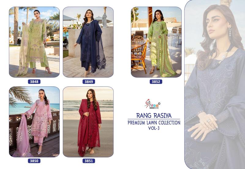 Shree Rang Rasiya Premium Lawn Vol 3 Catalog muslim pakistani suit