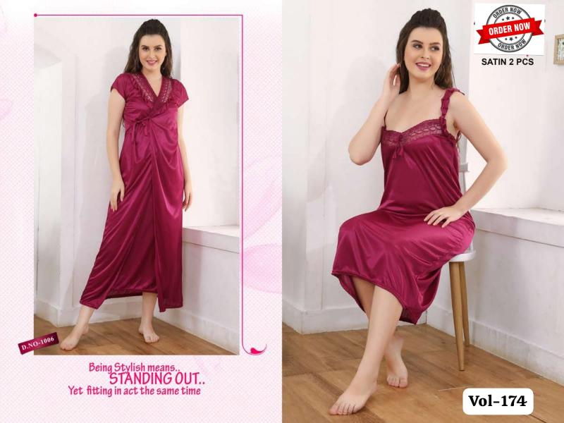 Summer Special Shinker Satin 2 Pcs Gown Nighty VOL.PC 174 catalog nighty for women