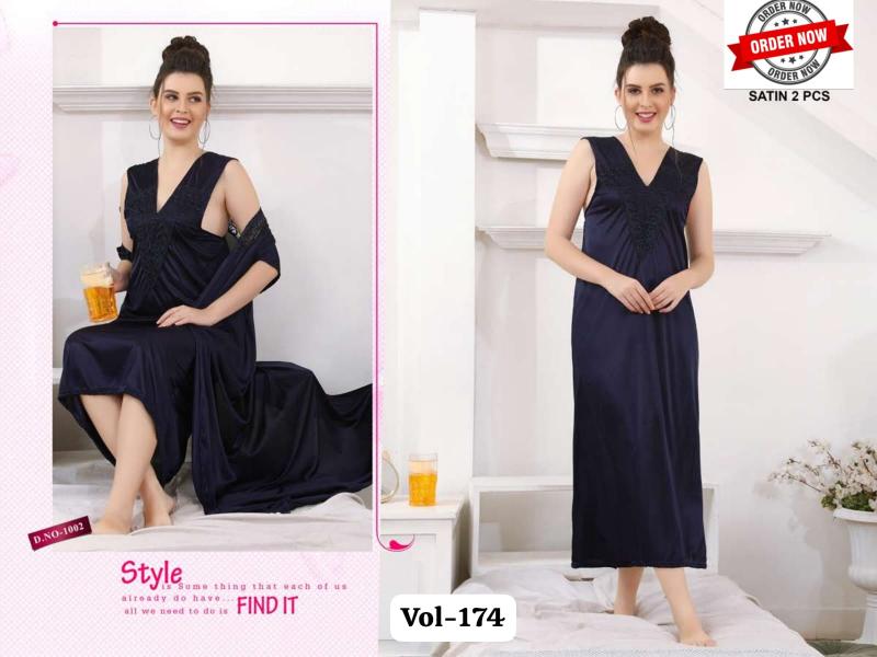 Summer Special Shinker Satin 2 Pcs Gown Nighty VOL.PC 174 catalog nighty for women