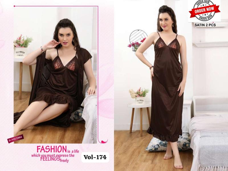 Summer Special Shinker Satin 2 Pcs Gown Nighty VOL.PC 174 catalog nighty for women