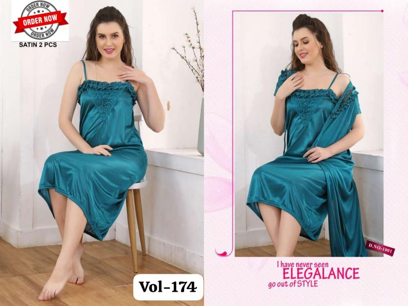 Summer Special Shinker Satin 2 Pcs Gown Nighty VOL.PC 174 catalog nighty for women