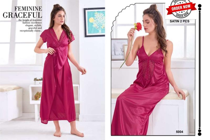 Summer Special Shinker Satin 2 Pcs Gown Nighty VOL.PC 458 Night dress for women wholesaler