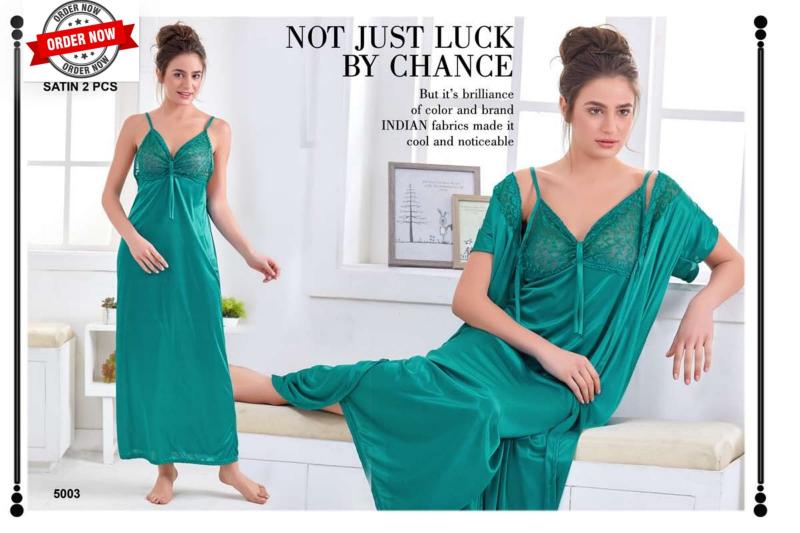 Summer Special Shinker Satin 2 Pcs Gown Nighty VOL.PC 458 Night dress for women wholesaler