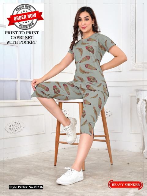 Summer Special VOL.#AT0236 Catalog Capri Set With Pocket Night Suit