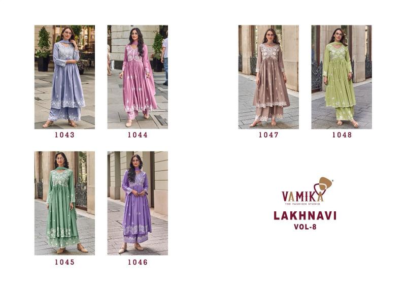 Vamika Lakhnavi Vol 8 (D.NO.1043 To 1048) Catalog long kurtis design pakistani online india