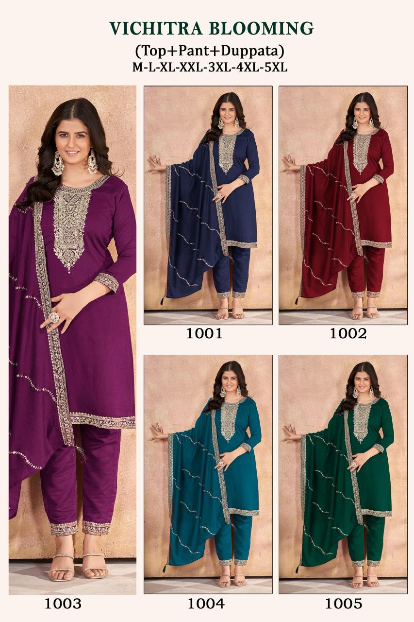 Vichitra Blooming Silk Catalog maroon silk kurtis online india