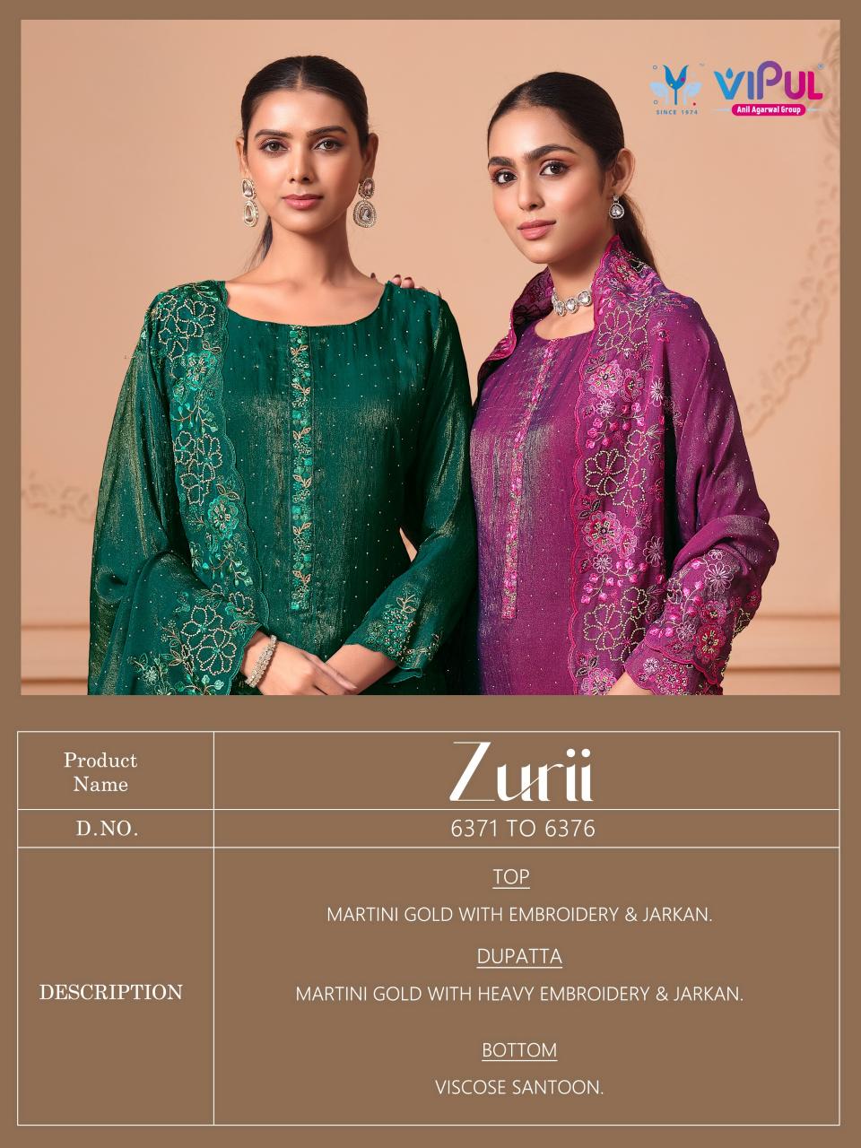 Vipul Zurii Catalog wholesale salwar kameez fabric