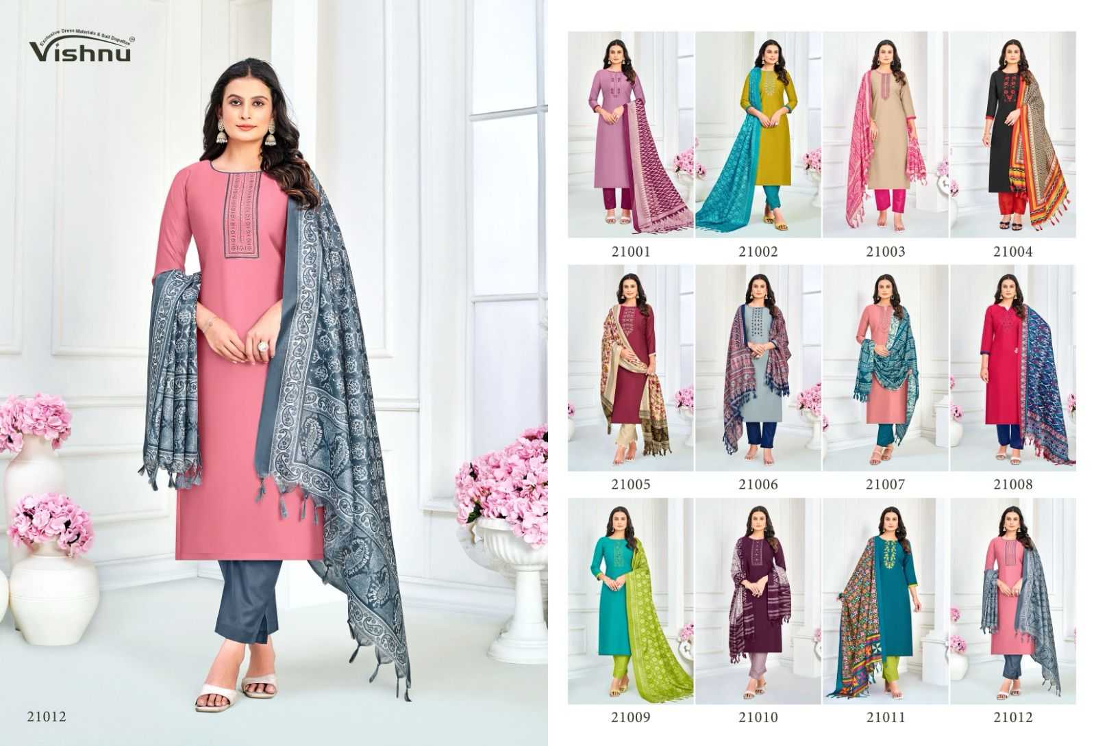 Vishnu Evanka Vol 12 catalog ladies dress material wholesale