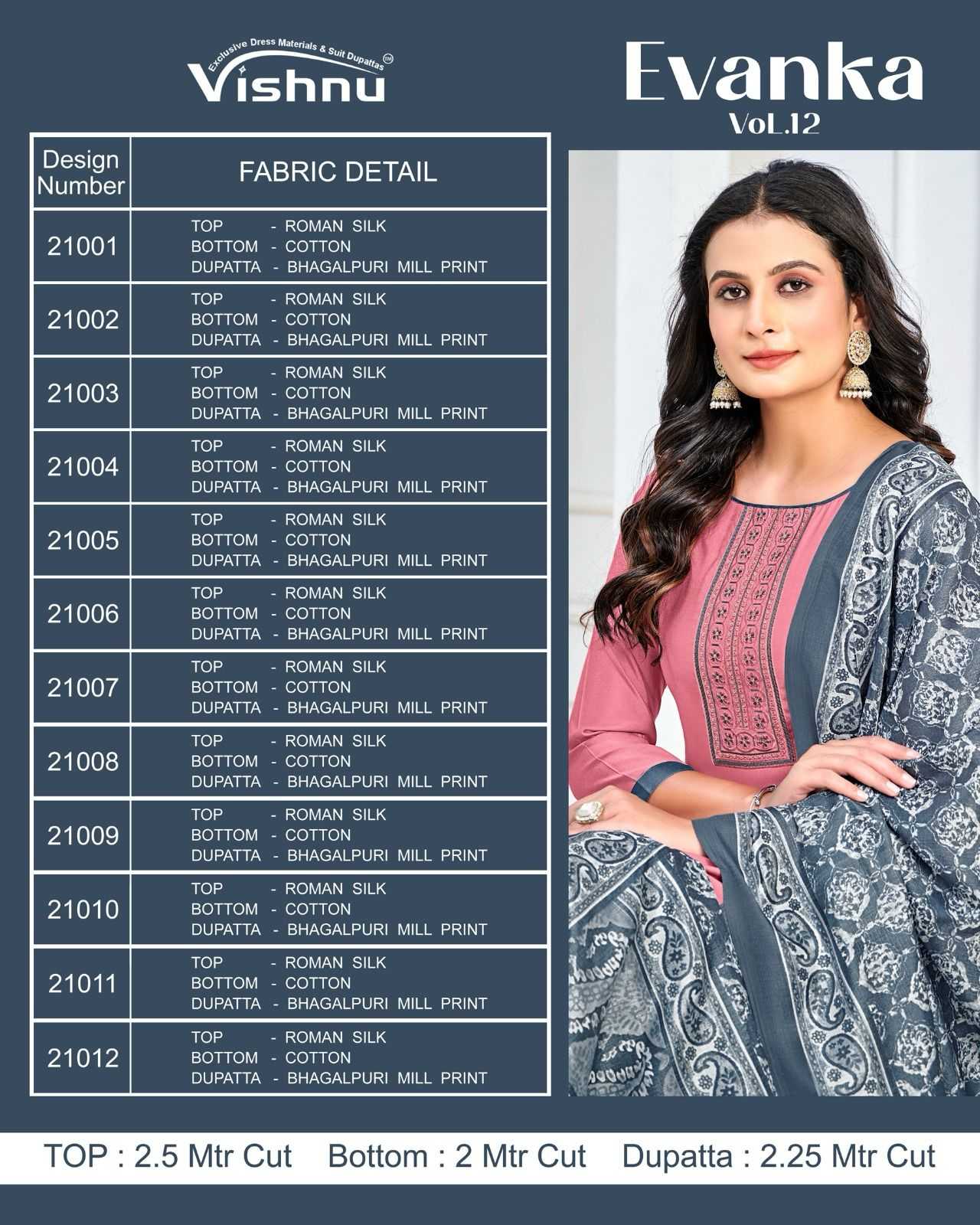 Vishnu Evanka Vol 12 catalog ladies dress material wholesale