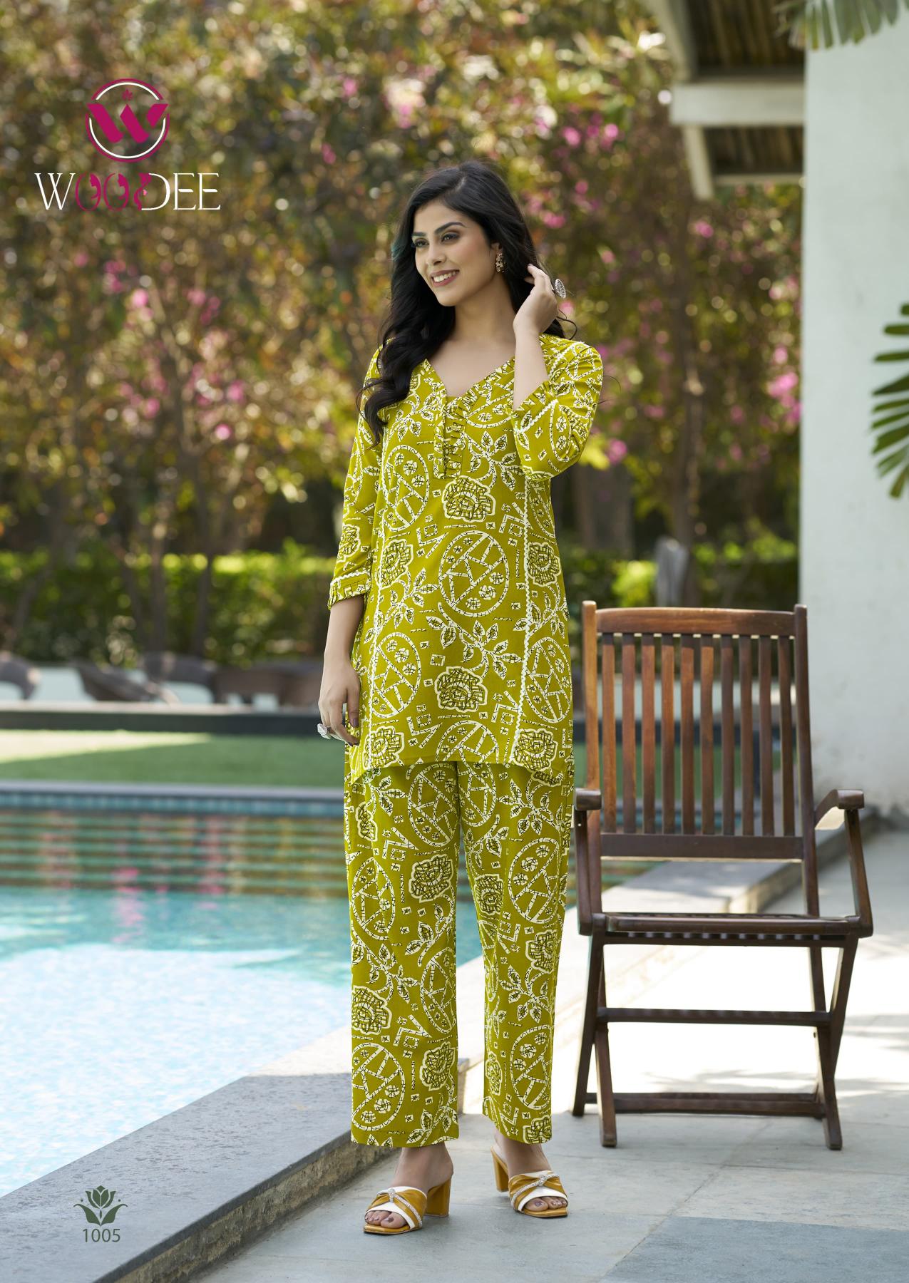 Woodee Moksha catalog heavy rayon co ord set  