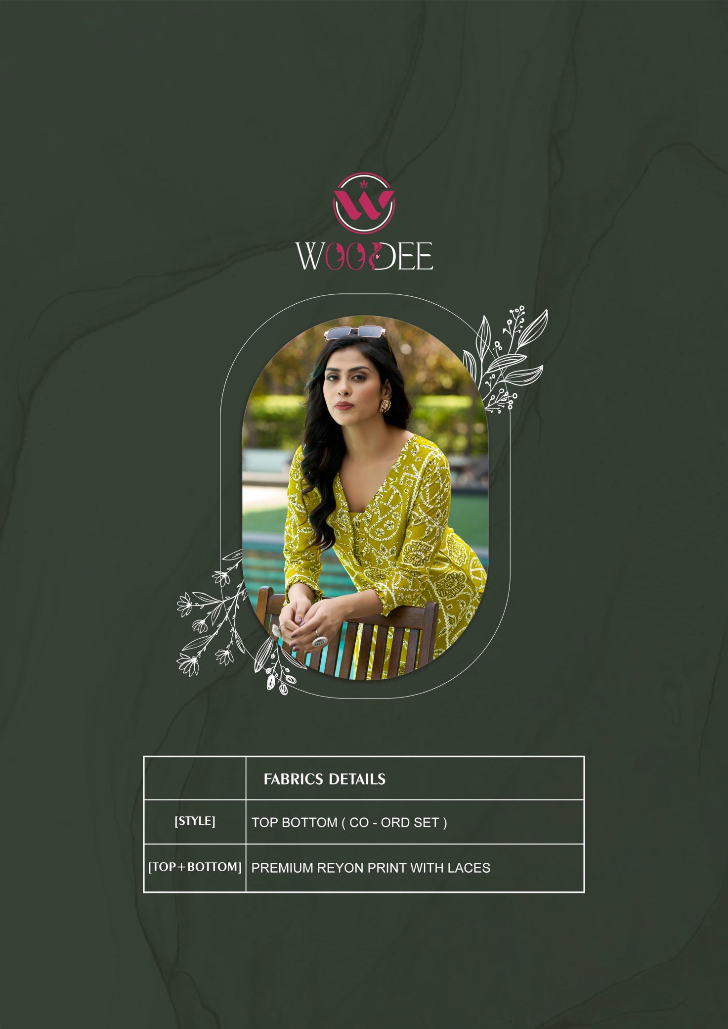 Woodee Moksha catalog heavy rayon co ord set  