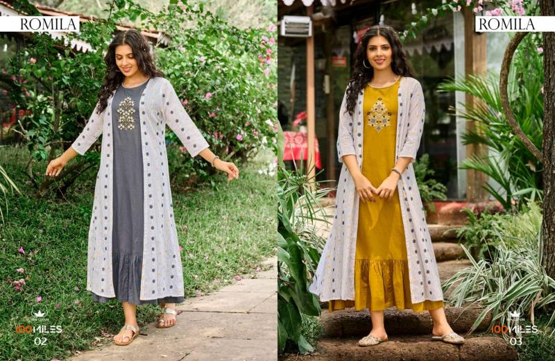 100 Miles Romila catalog jaipuri kurti manufacturer in jaipur
